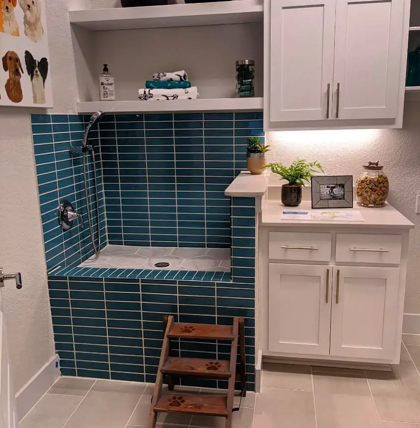 elevate your dog wash room area to avoid over flows