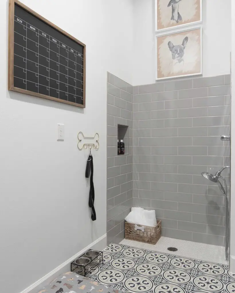 small laundry room with dog shower